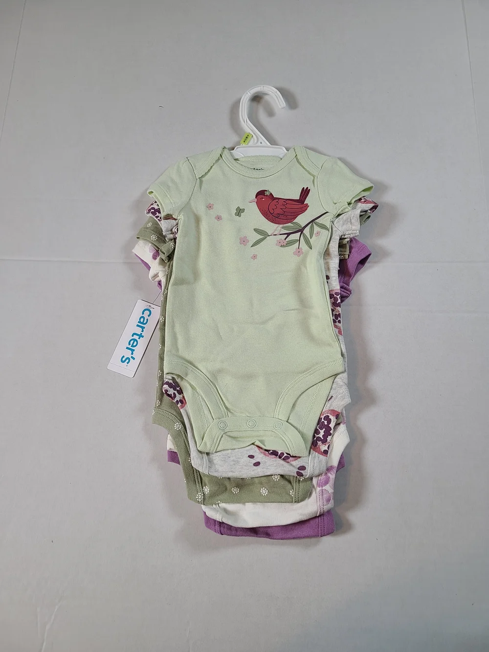 Carter's Baby Girl One Piece Set Of 5- Green & Purple NWT 3 Months